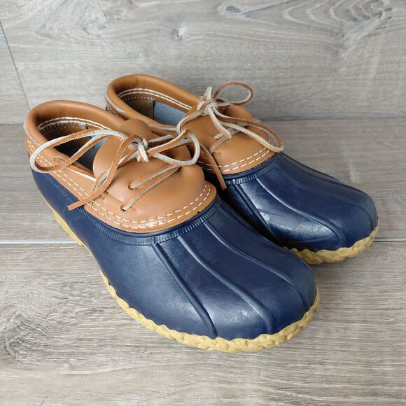 LL Bean Boots Mens 9 Low Moc Rubber Leather Waterproof Duck Shoes Maine USA VTG main image 8